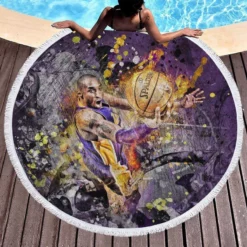 Kobe Bryant NBA Soccer Player Round Beach Towel 1
