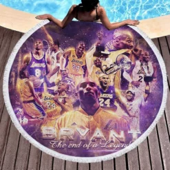 Kobe Bryant Strong NBA Basketball Player Round Beach Towel 1