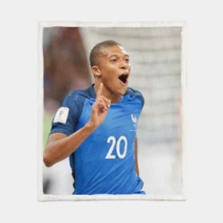 Kylian Mbappe Awarded France Football Player Sherpa Fleece Blanket 1