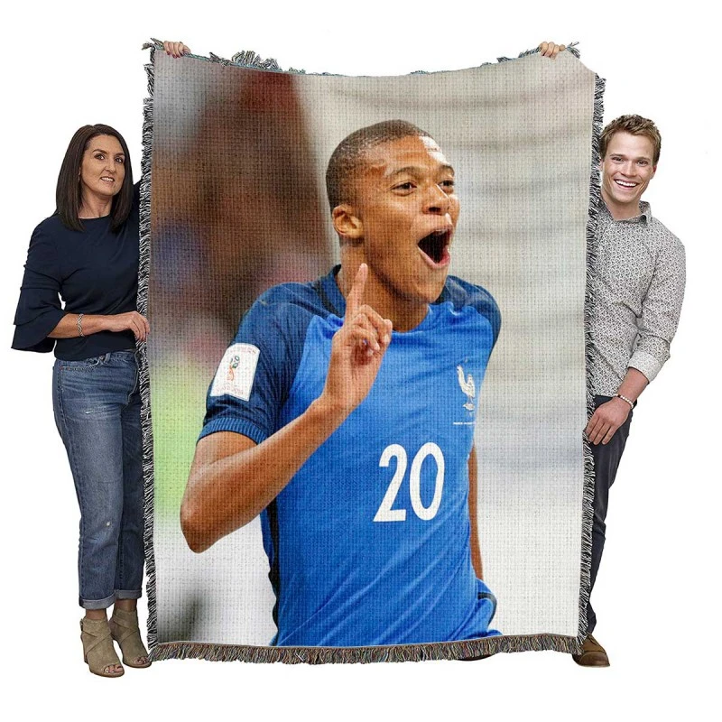 Kylian Mbappe Awarded France Football Player Woven Blanket