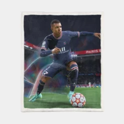 Kylian Mbappe FIFA 22 PlayStation Sherpa Fleece Blanket 1