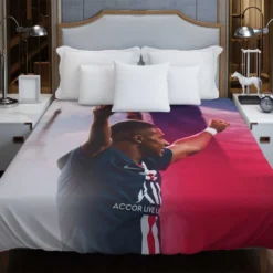 Kylian Mbappe French Professional Football Player Duvet Cover