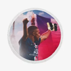Kylian Mbappe French Professional Football Player Round Beach Towel