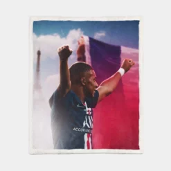 Kylian Mbappe French Professional Football Player Sherpa Fleece Blanket 1