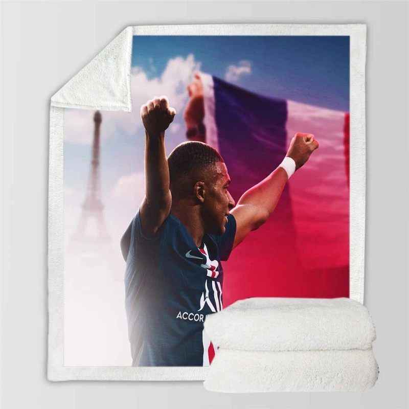 Kylian Mbappe French Professional Football Player Sherpa Fleece Blanket