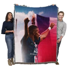Kylian Mbappe French Professional Football Player Woven Blanket