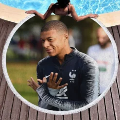 Kylian Mbappe Lottin  France Coupes de France Player Round Beach Towel 1