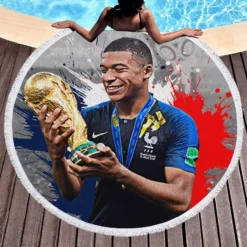 Kylian Mbappe Lottin  France Expensive Teenage Player Round Beach Towel 1