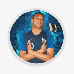 Kylian Mbappe Lottin  France Ligue 1 Football Player Round Beach Towel