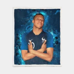 Kylian Mbappe Lottin  France Ligue 1 Football Player Sherpa Fleece Blanket 1