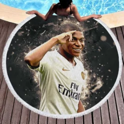 Kylian Mbappe Lottin  PSG FIFA World Cup Player Round Beach Towel 1