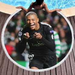 Kylian Mbappe Lottin  PSG UEFA Champions League Player Round Beach Towel 1