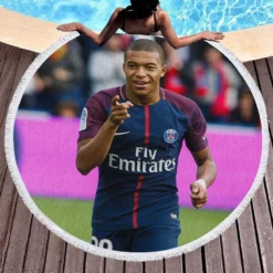 Kylian Mbappe PSG Classic Player Round Beach Towel 1