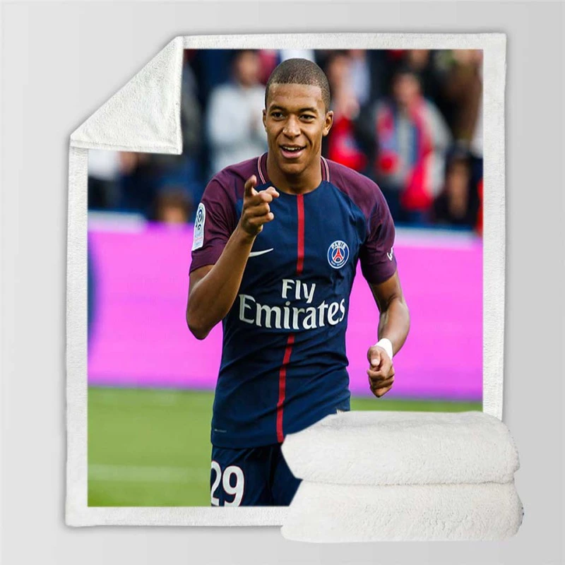 Kylian Mbappe PSG Classic Player Sherpa Fleece Blanket