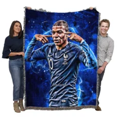 Kylian Mbappe Powerfull French Player Woven Blanket