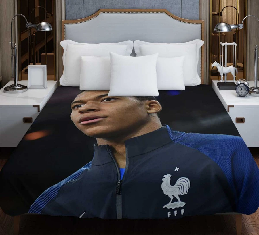 Kylian Mbappe Top Ranked France Soccer Player Duvet Cover