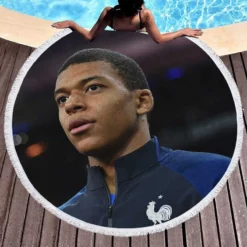 Kylian Mbappe Top Ranked France Soccer Player Round Beach Towel 1