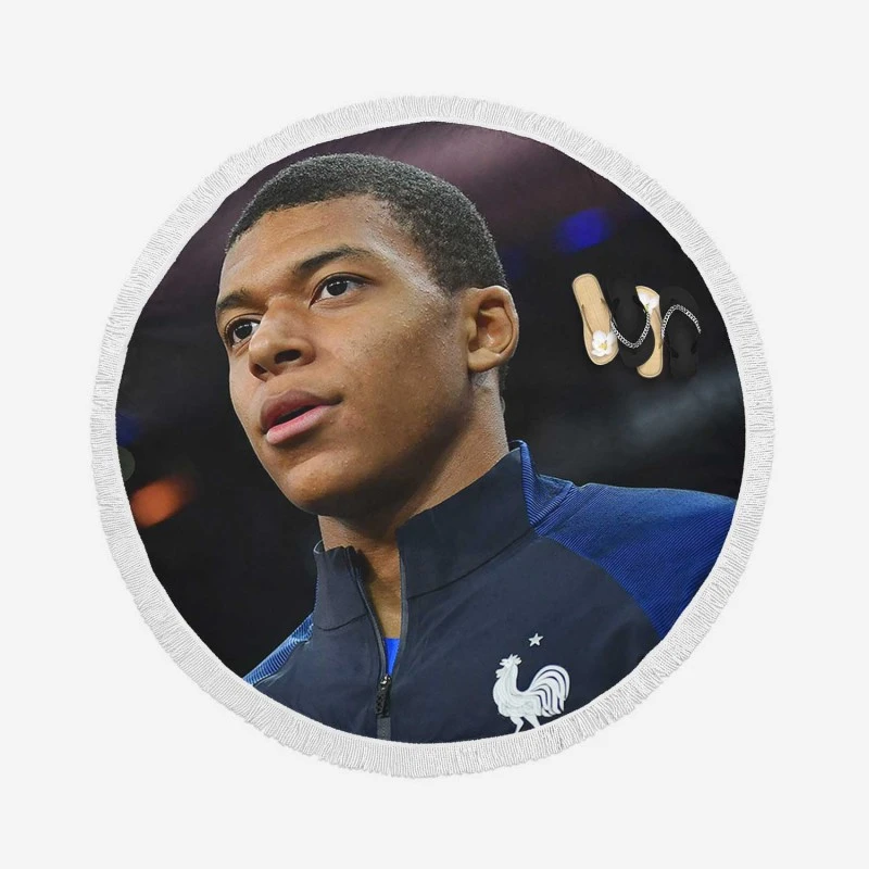 Kylian Mbappe Top Ranked France Soccer Player Round Beach Towel