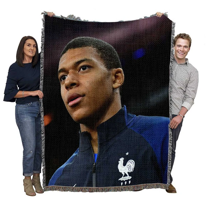 Kylian Mbappe Top Ranked France Soccer Player Woven Blanket