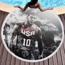 Kyrie Irving Classic NBA Basketball Player Round Beach Towel 1