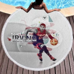 Kyrie Irving Energetic NBA Basketball Player Round Beach Towel 1