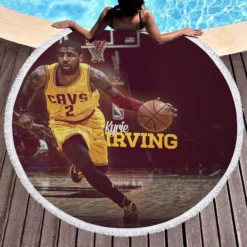 Kyrie Irving Famous NBA Basketball Player Round Beach Towel 1