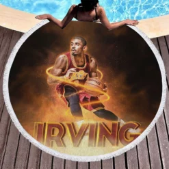 Kyrie Irving Popular NBA Basketball Player Round Beach Towel 1