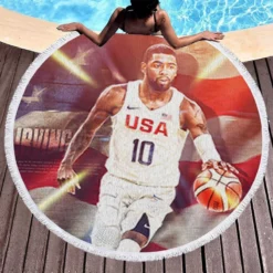 Kyrie Irving Professional NBA Basketball Player Round Beach Towel 1