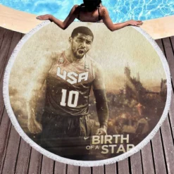 Kyrie Irving Top Ranked NBA Basketball Player Round Beach Towel 1