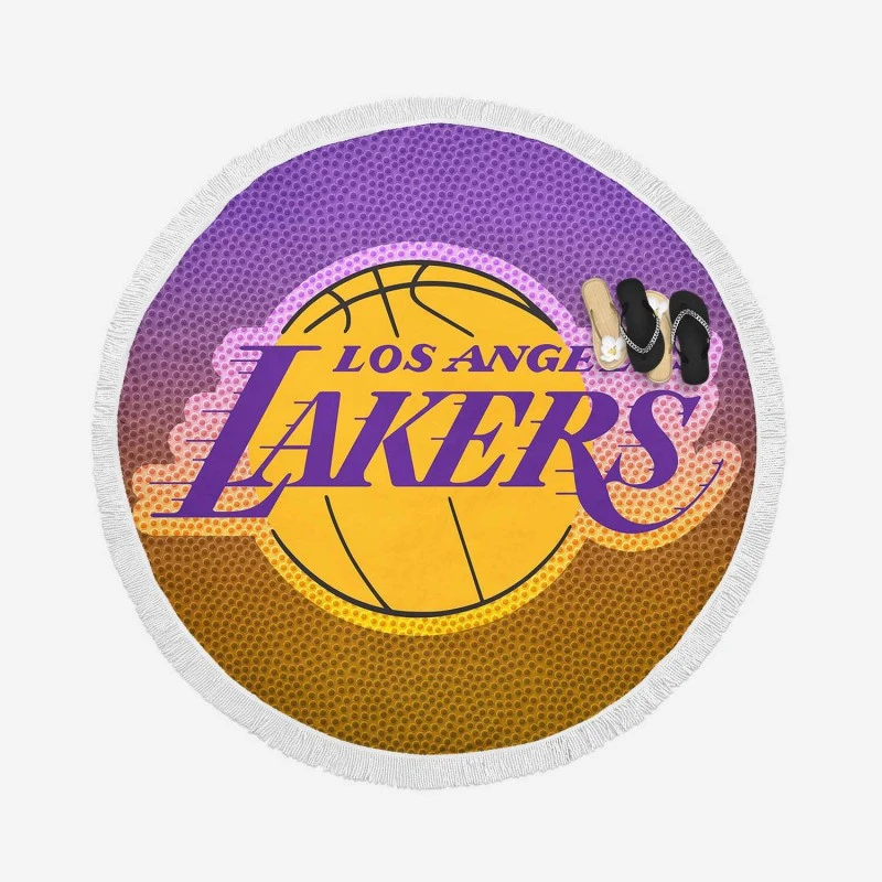 LA Lakers Logo Excellent NBA Basketball Team Logo Round Beach Towel