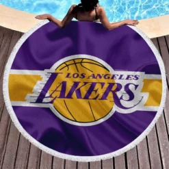 LA Lakers Logo Popular American Basketball Club Logo Round Beach Towel 1