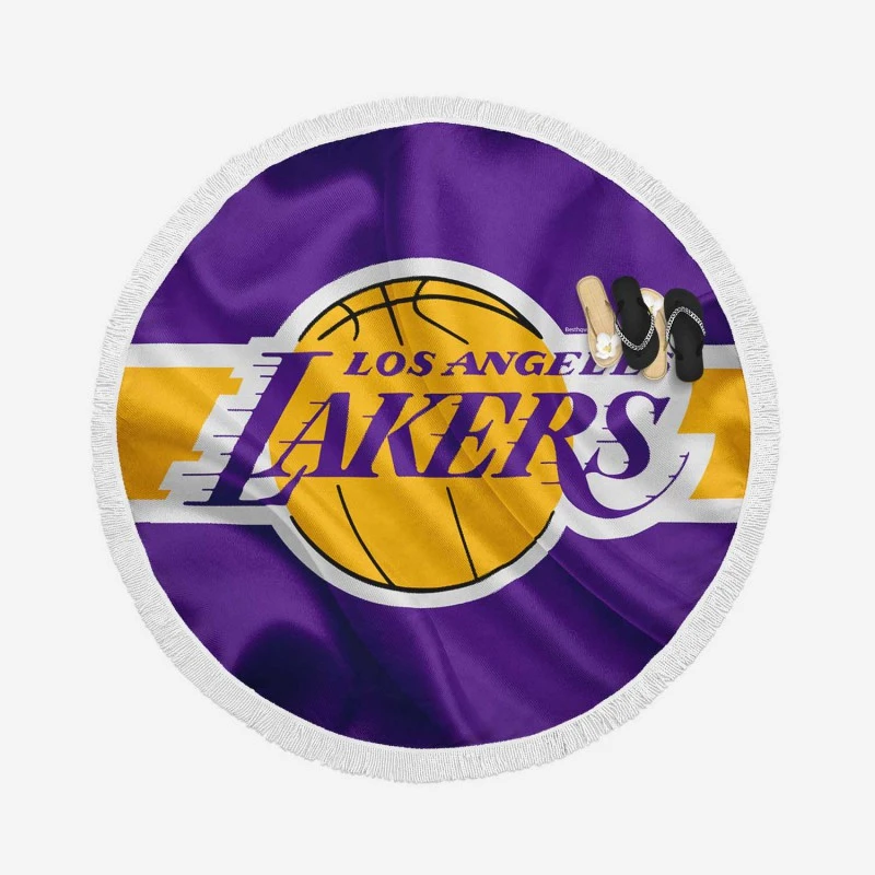 LA Lakers Logo Popular American Basketball Club Logo Round Beach Towel