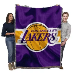 LA Lakers Logo Popular American Basketball Club Logo Woven Blanket