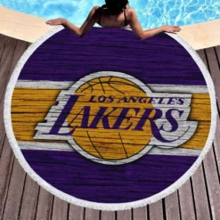 LA Lakers Logo Professional NBA Basketball Team Round Beach Towel 1