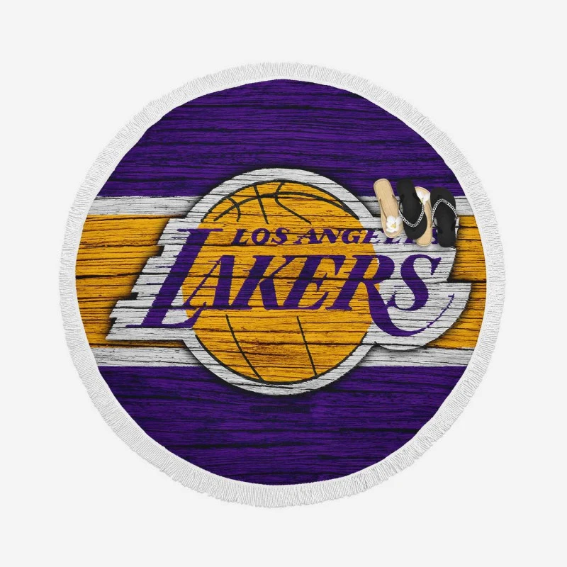 LA Lakers Logo Professional NBA Basketball Team Round Beach Towel