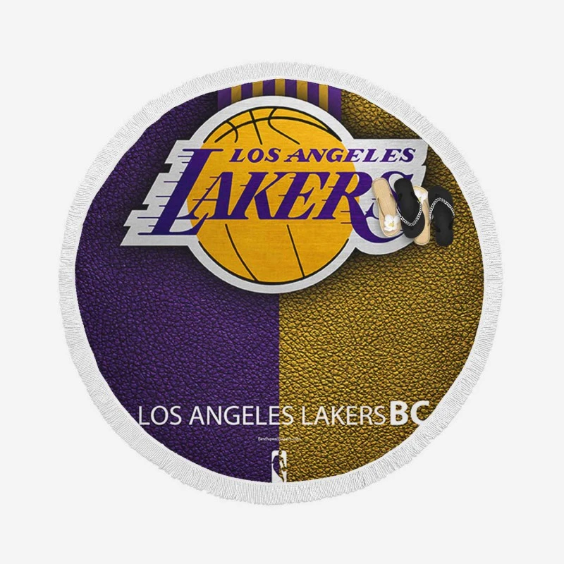 LA Lakers Logo Top Ranked NBA Basketball Team Logo Round Beach Towel