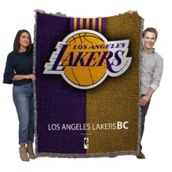 LA Lakers Logo Top Ranked NBA Basketball Team Logo Woven Blanket