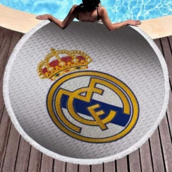 La Liga Club Real Madrid Logo Round Beach Towel 1