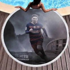 La Liga Football Player Lionel Messi Round Beach Towel 1