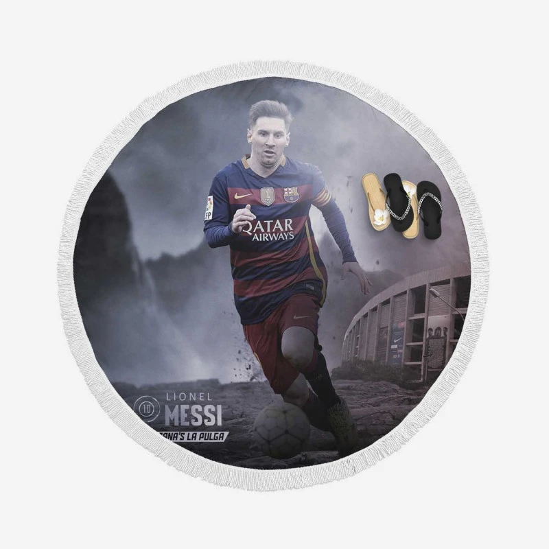 La Liga Football Player Lionel Messi Round Beach Towel