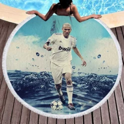 La Liga Football Player Zinedine Zidane Round Beach Towel 1