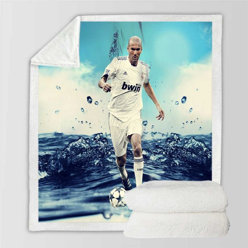 La Liga Football Player Zinedine Zidane Sherpa Fleece Blanket