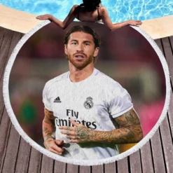 La Liga Footballer Sergio Ramos Round Beach Towel 1