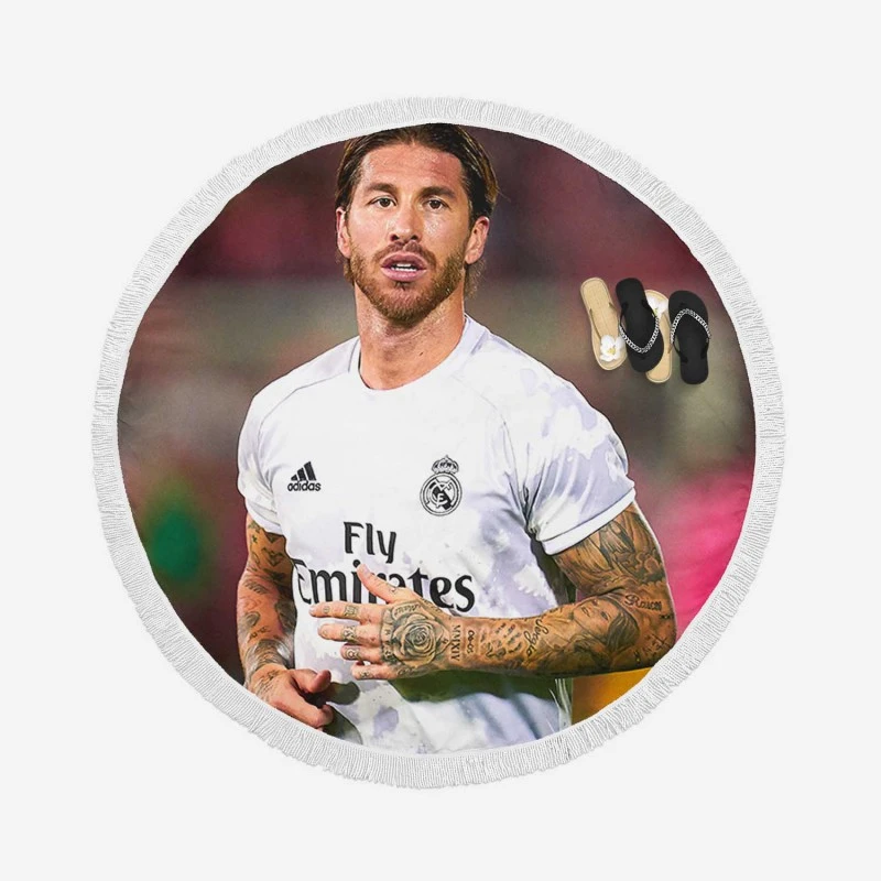 La Liga Footballer Sergio Ramos Round Beach Towel