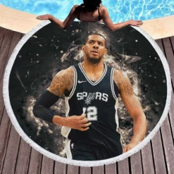 LaMarcus Aldridge Professional NBA Basketball Team Round Beach Towel 1