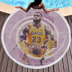 LeBron James American professional basketball player Round Beach Towel 1
