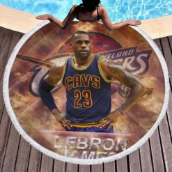 LeBron James Excellent NBA Basketball Player Round Beach Towel 1