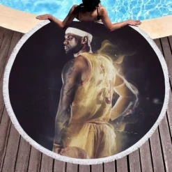 LeBron James Exciting NBA Basketball Player Round Beach Towel 1