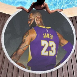 LeBron James  LA Lakers NBA Basketball Player Round Beach Towel 1