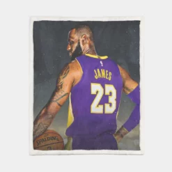 LeBron James  LA Lakers NBA Basketball Player Sherpa Fleece Blanket 1